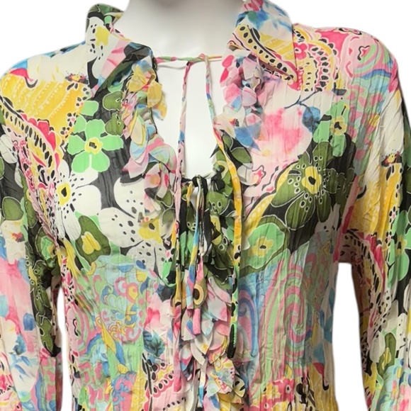Lillie Rubin vintage silk blend floral shirt - size M - Picture 4 of 5